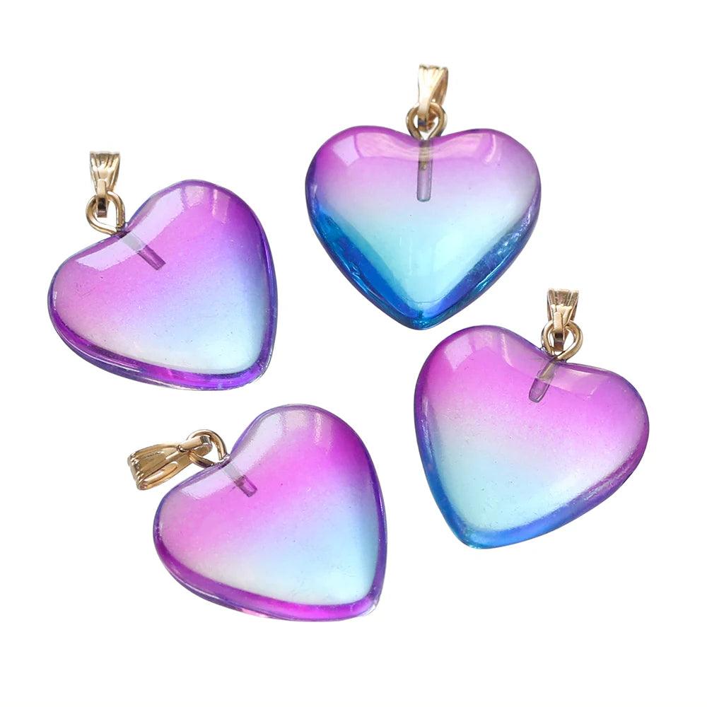 10Pcs 20x22mm Czech Lampwork Crystal Glass Heart Beads Charms pendant DIY Handmade Jewelry Making Necklaces Earrings Supplies