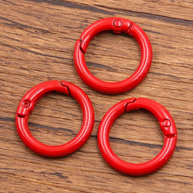 10Pcs 15 Colors Metal O Ring Spring Clasp Openable Round Carabiner Keychain Clips Hook Dog Chain DIY Jewelry Buckle Connector