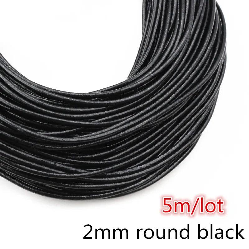 2-5m/lot 1-8mm Genuine Cow Leather Round/Flat Strand Thong Cord DIY Bracelet Findings Rope String For Jewelry Making Accessories