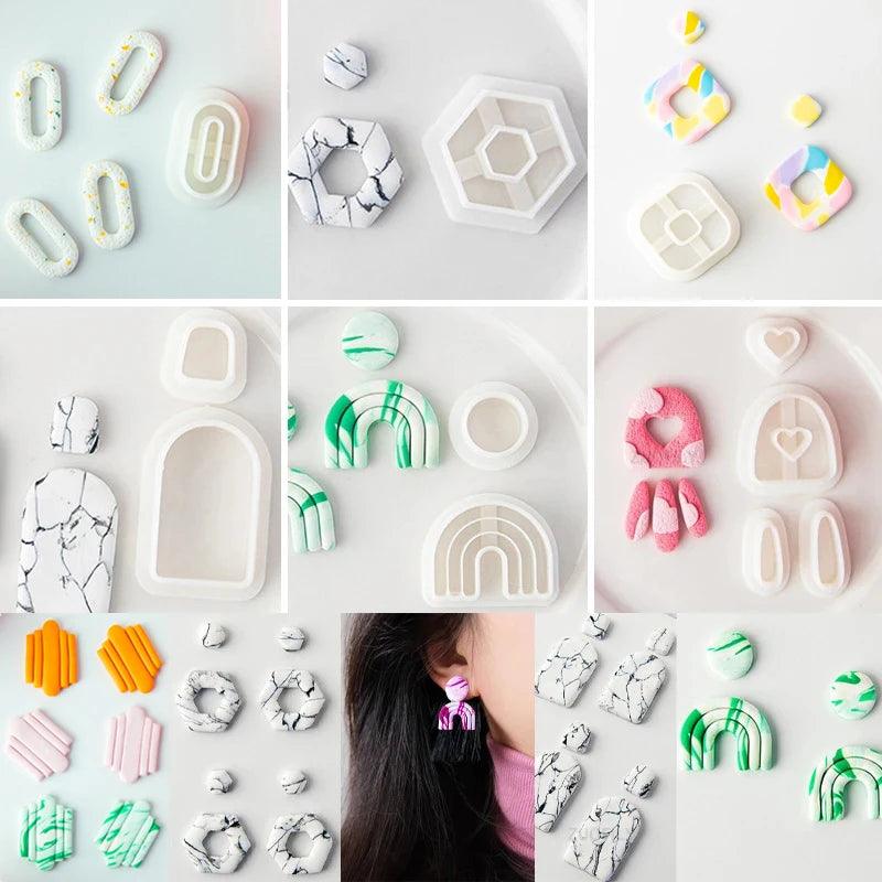 Hollow Embossed Flower Leaf Polymer Clay Mold Geometry Shape Soft Pottery Cutters DIY Earring Cutting Die Handmade Tool