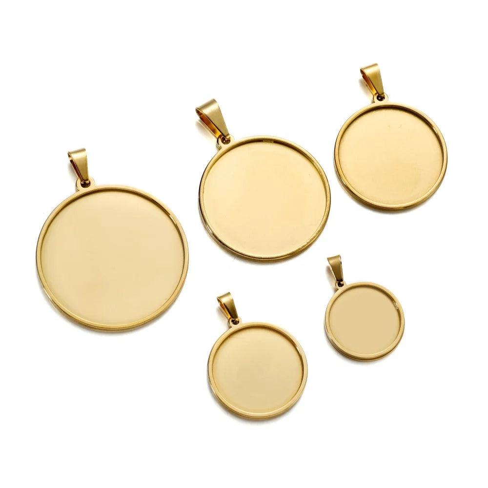 5pcs Stainless Steel Round Blank Bases For Pendants Tray 20/25/30/35/40mm Cabochon Bases Setting Jewelry Making Supplies