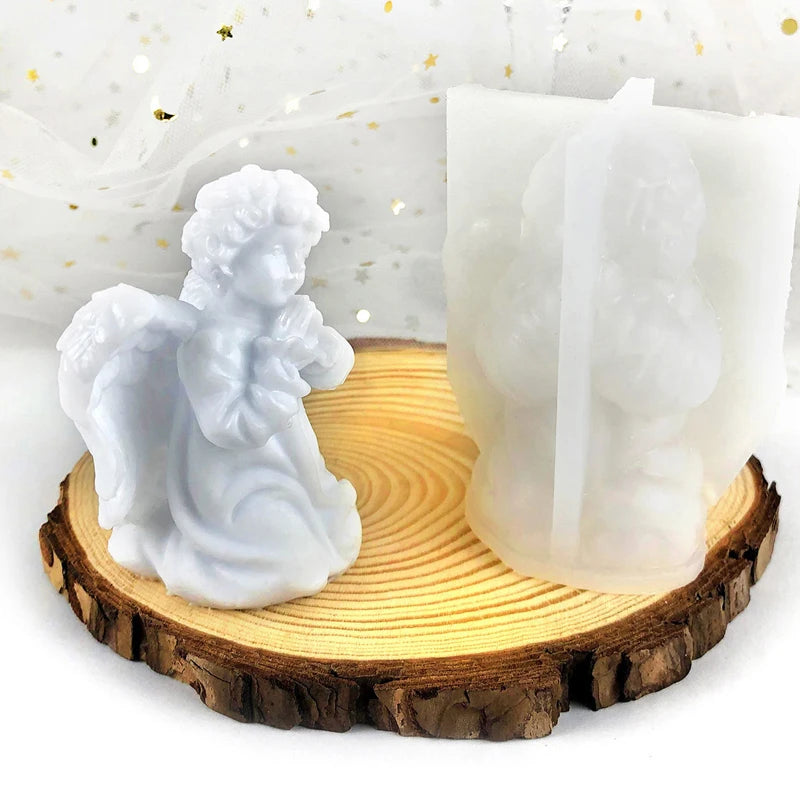 Pray Angel Silicone Candle Mold 3D Little Angel Craft Art Candle Mold DIY Handmade Wings Angel Soap Plaster Resin Ornaments Mold