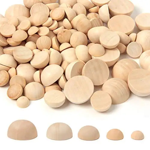 10/15/20/25/30MM Half Wooden Beads Unfinished Natural Half Round Wood Balls Beads DIY Kids Arts and Craft Accessories Decoration