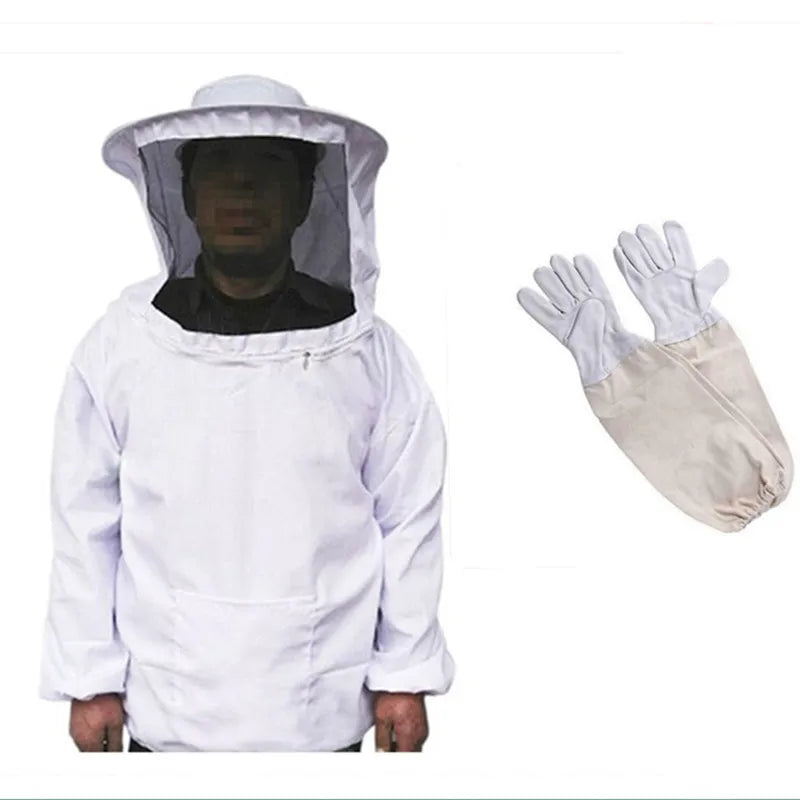 Anti-bee Clothing Suit 2024 New Beekeeping Bee Clothing Hooded Half Jacket Top Protective Clothing Sheepskin Gloves