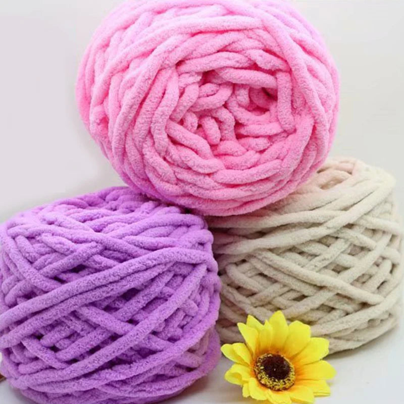 100g Chenille Knitting Chunky Yarn Soft Thick Ice Strip Line Hand Crochet Weaving Scarf Blanket Thread