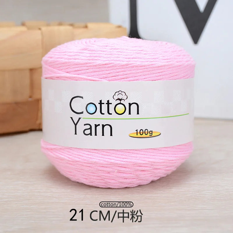 100g 100 Percent Cotton Hand Knitting Yarn Soft Crochet Yarn for Sweater Scarf Blanket Hat and Amigurumi