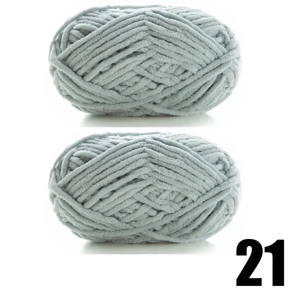 Thick Velvet Yarn 2pcs 50g Soft Chenille Knitting Yarn for DIY Scarves and Hats