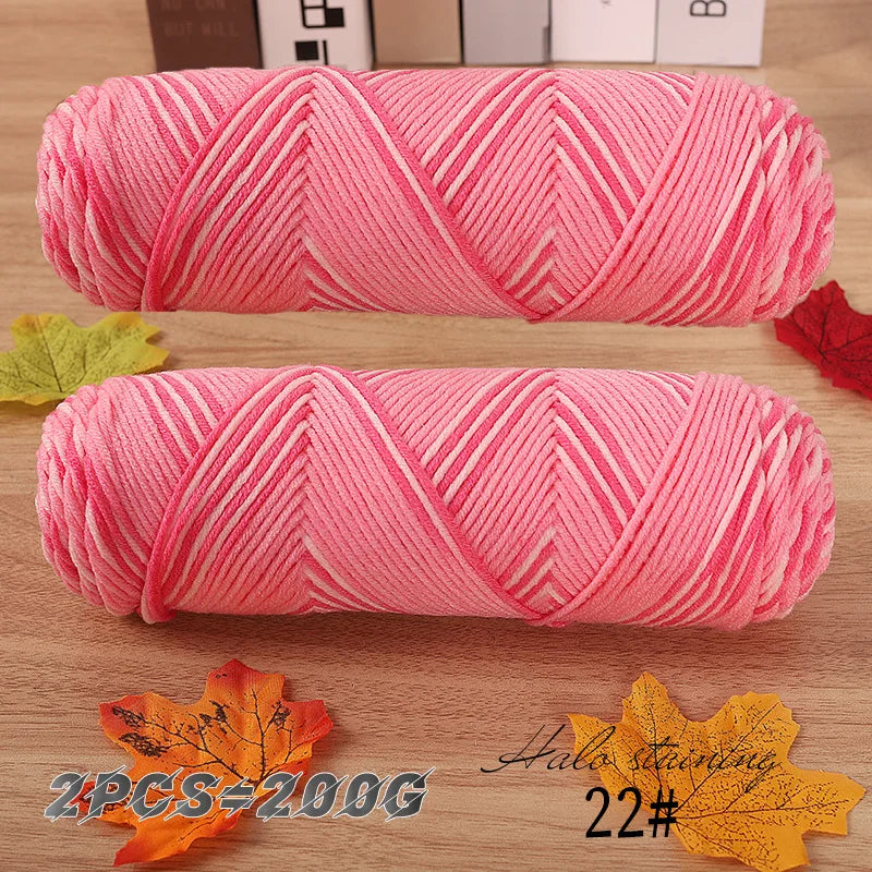 Colorful 5 Strand Dyed Milk Cotton Baby Sweater Yarn for Handmade DIY Woven Scarves and Crochet Projects