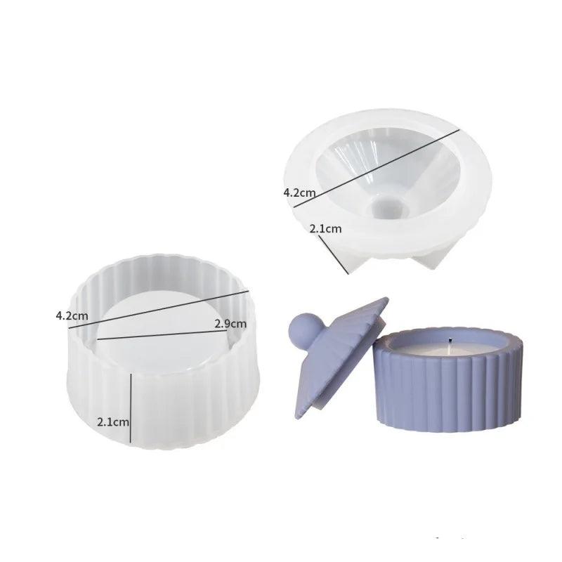 Striped candle cup combination resin drip mold DIY with lid storage tank gypsum silicone mold home decoration storage ornaments