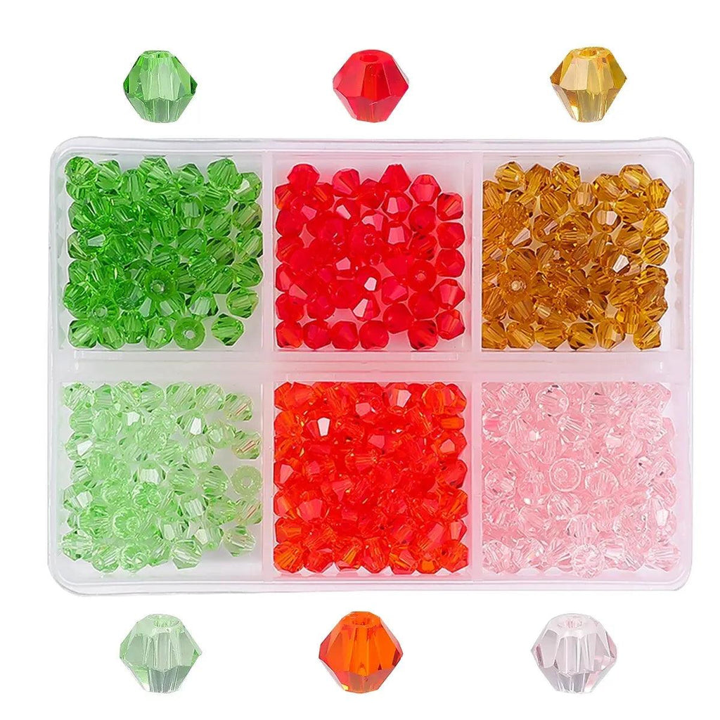 600pcs DIY Handmade Beaded Material 4mm Crystal Diamond Bead Pointed Bead Bracelet Making Jewelry Accessories Set Beads