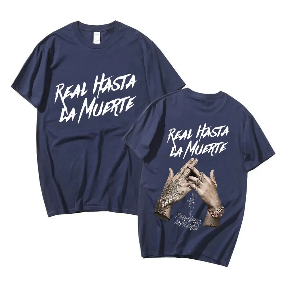 Limited Edition Anuel Aa Real Hasta La Muerte Graphic Oversized Tee for Men and Women Cotton Hip Hop Short Sleeve T Shirt