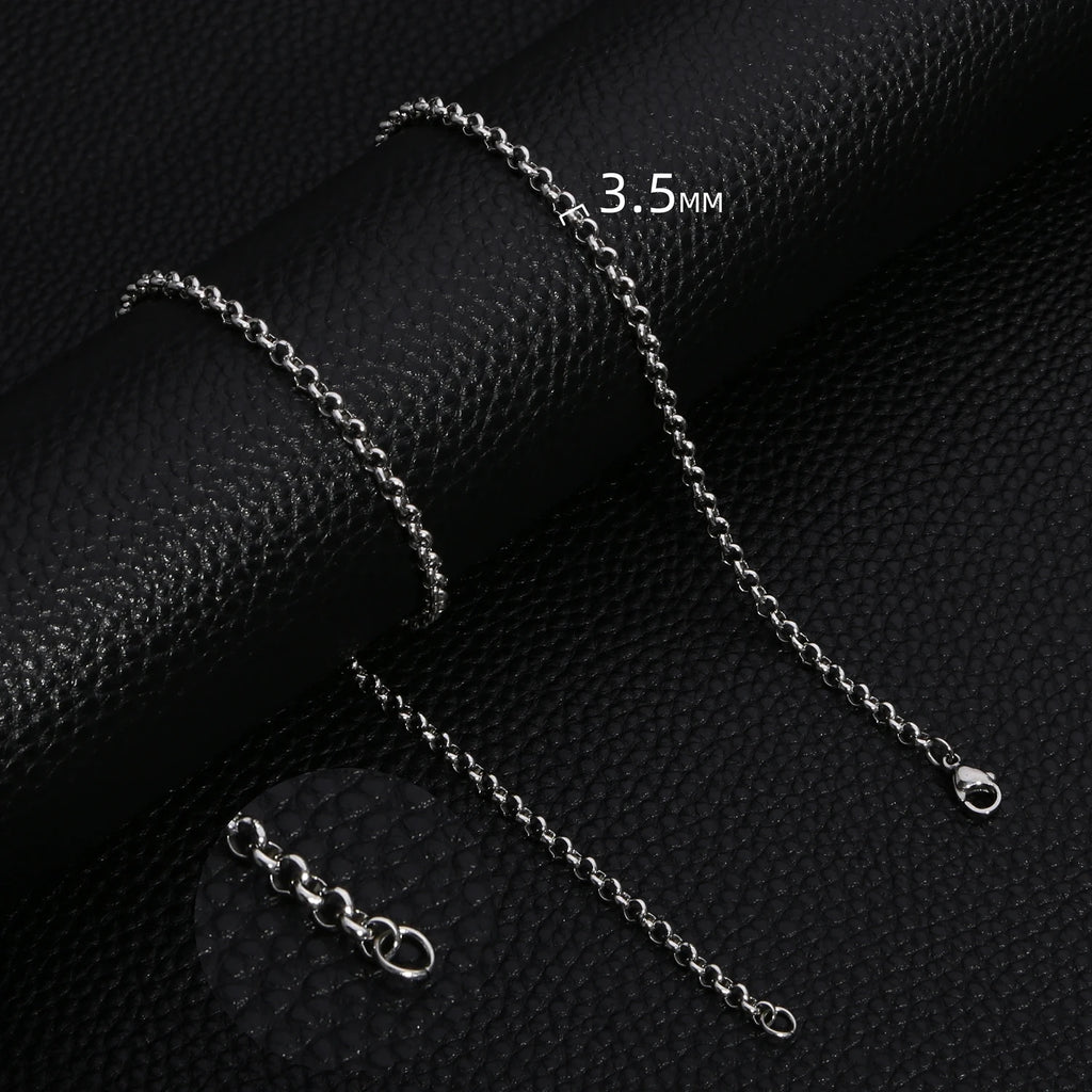 HIYEE Simple Fashion 2-5MM Wide Square BEADS NK Round Chain Necklaces for Men Women Stainless Steel Jewelry 45-70CM Length