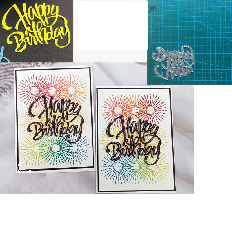 Metal Cutting Dies Happy Birthday Mold Scrapbooking Decoration Paper Knife Mould Blade Punch Template Embossing Stencils