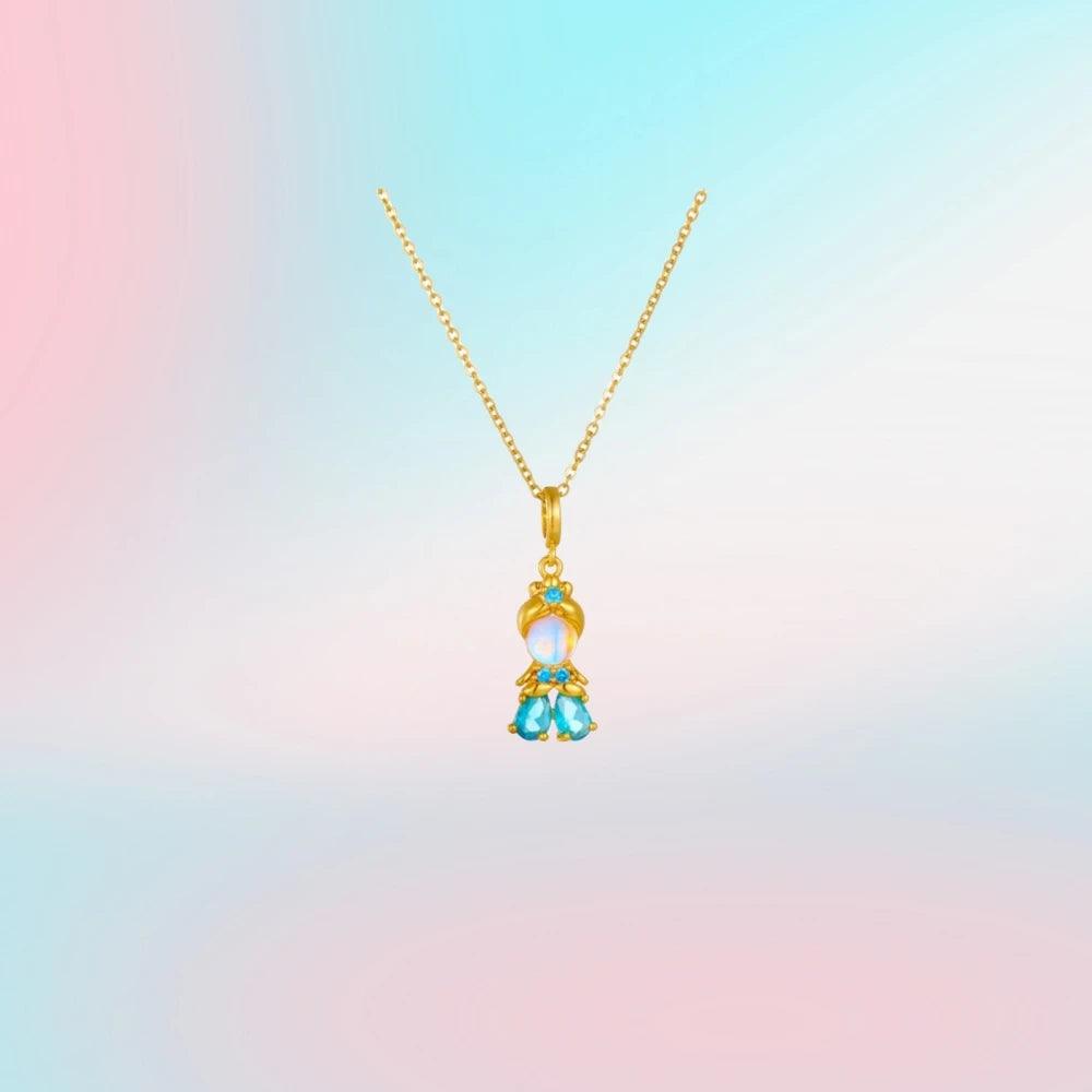 Fashionable Colorful Zircon Fairy Tale Little Princess Necklace Gold-plated Universal Chain Clavicle Chain Sweet Temperament