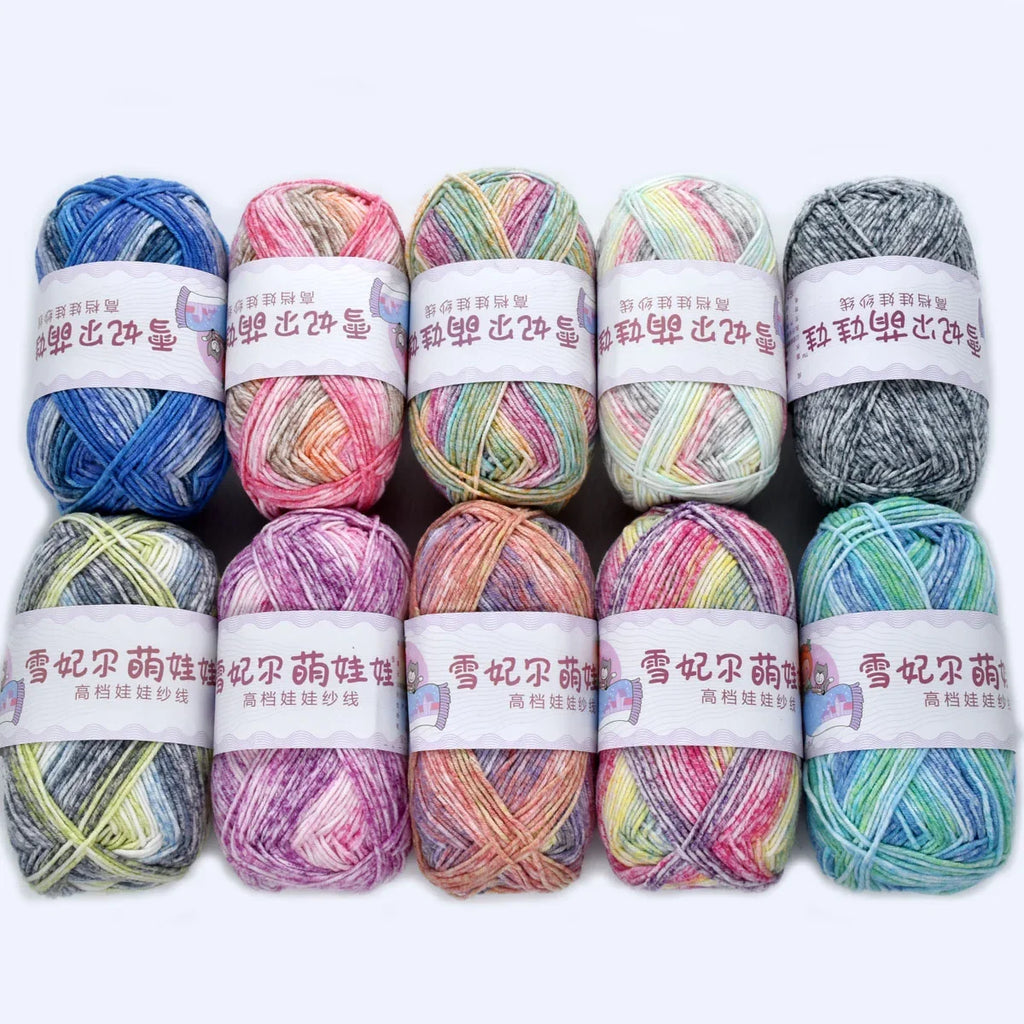 Milk Cotton Rainbow Yarn Premium 5Pcs Crochet Thread 130m