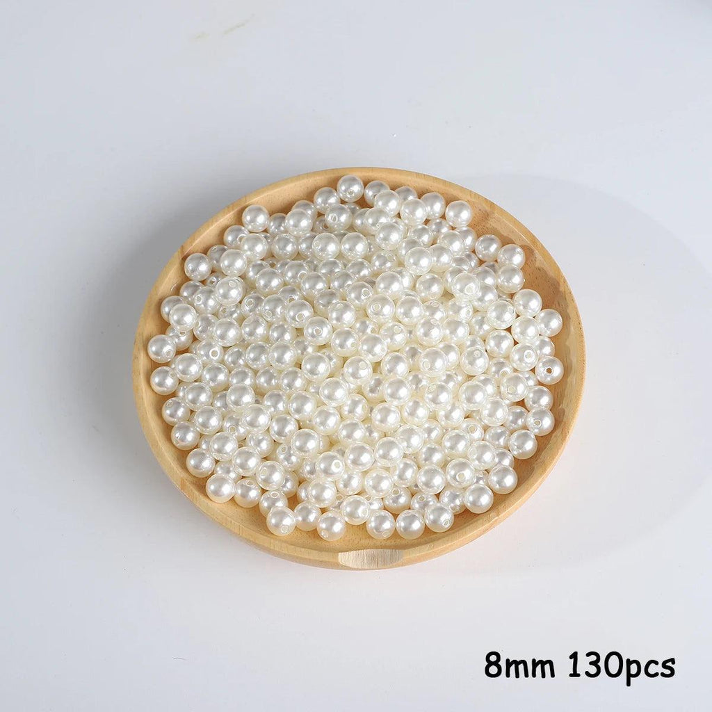 3-20mm 10-1000pcs straight hole ABS imitation pearl beige white bracelet with round beads for DIY craft jewelry making products