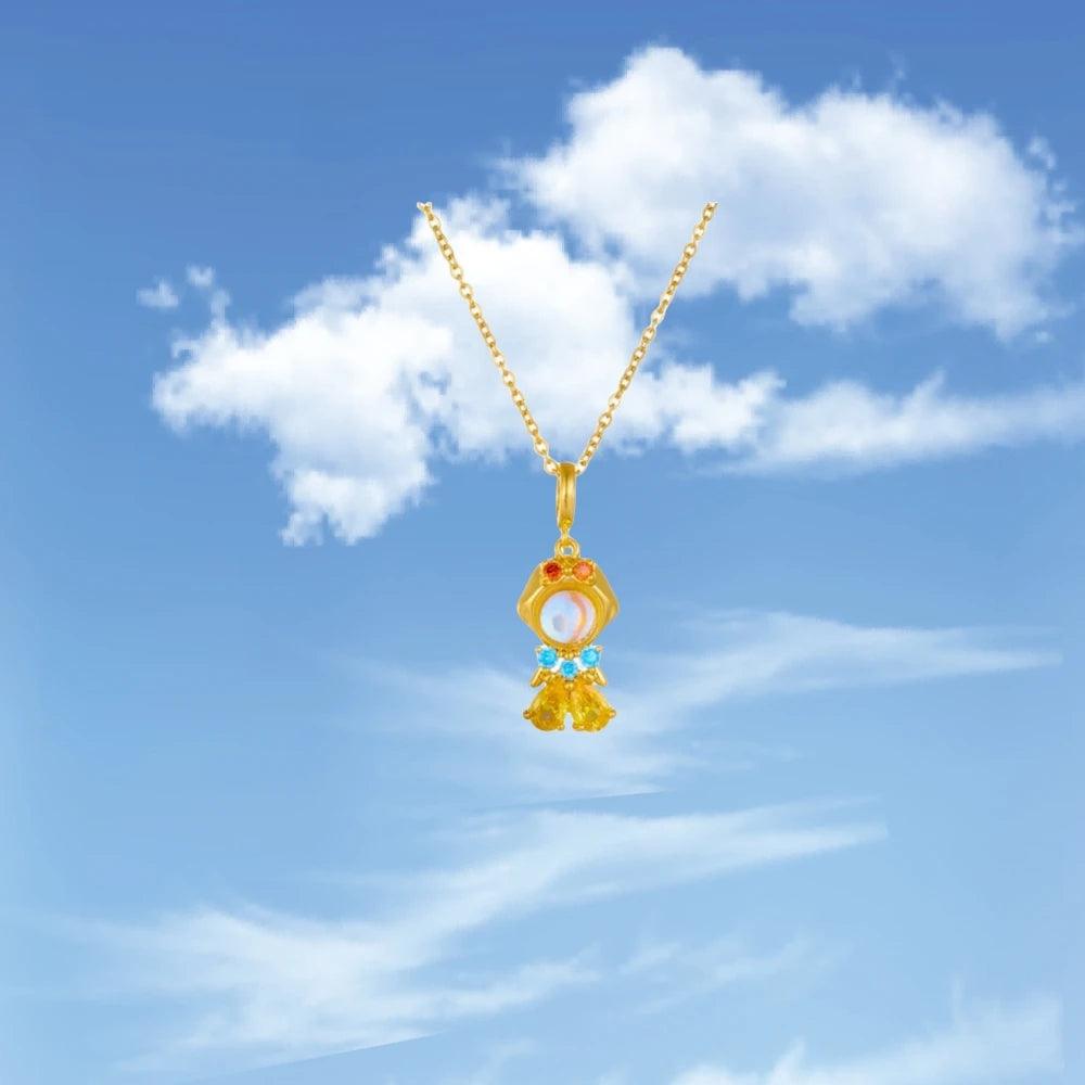 Fashionable Colorful Zircon Fairy Tale Little Princess Necklace Gold-plated Universal Chain Clavicle Chain Sweet Temperament