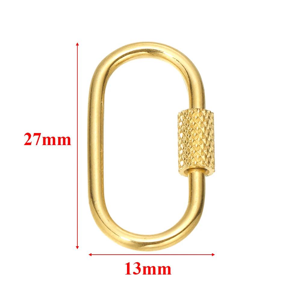 4pcs Stainless Steel Gold Heart Star Screw Locking Clasps Big Carabiner Hooks for DIY Necklace Bracelet Keychain Making Supplies