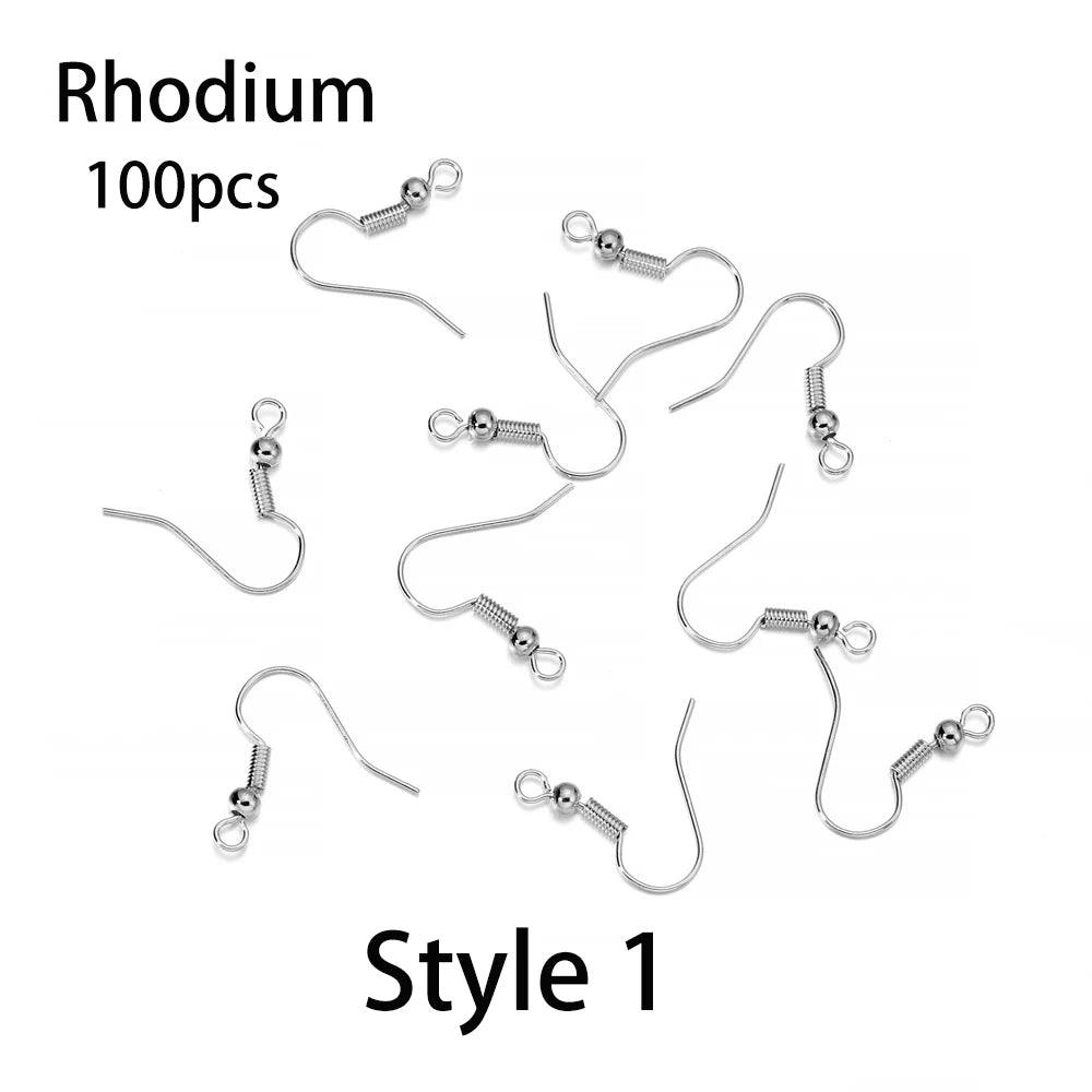 20-100pcs French Earrings Clasps Hooks Fittings DIY Jewelry Making Iron Hook Earwire Earring Findings Supplies