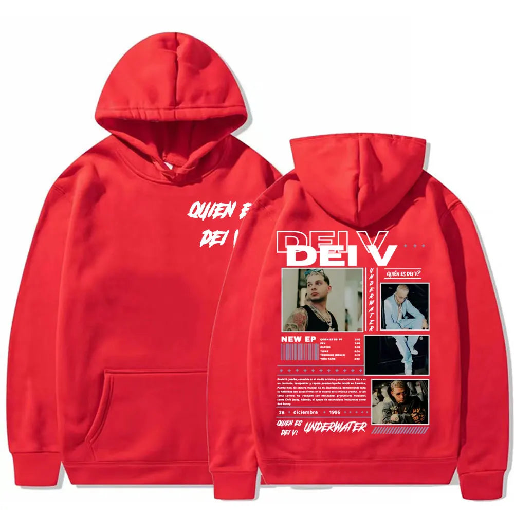 Rapper Quien Es Dei V? Underwater Tour Hoodie Men's Harajuku Fashion Hip Hop Punk Sweatshirts Unisex High Quality Casual Hoodies