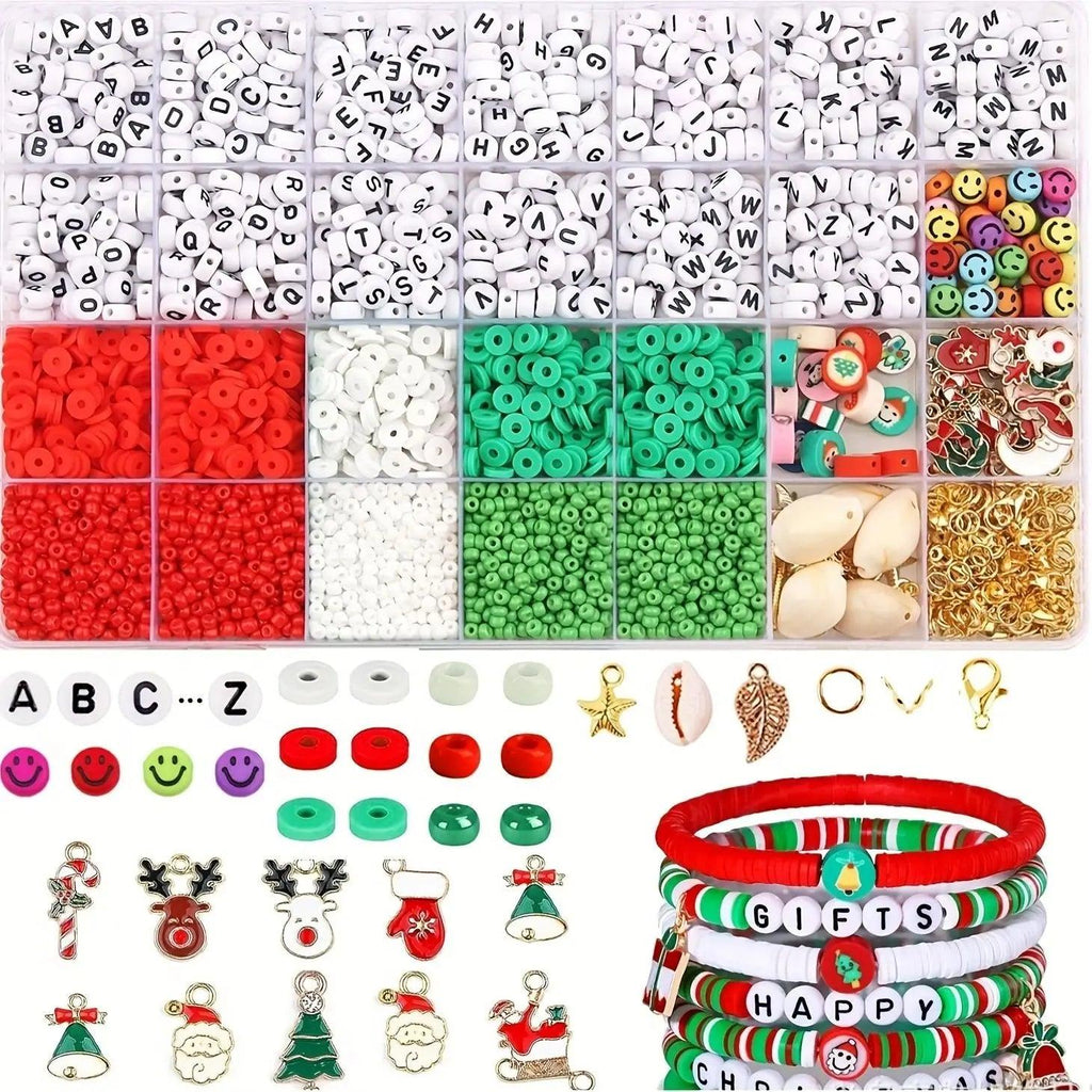 4160PCS Christmas Beading Kit for Girls, DIY Jewelry Making Set with Acrylic Beads & Charms, Festive Xmas Bracelet Craft Gift wi