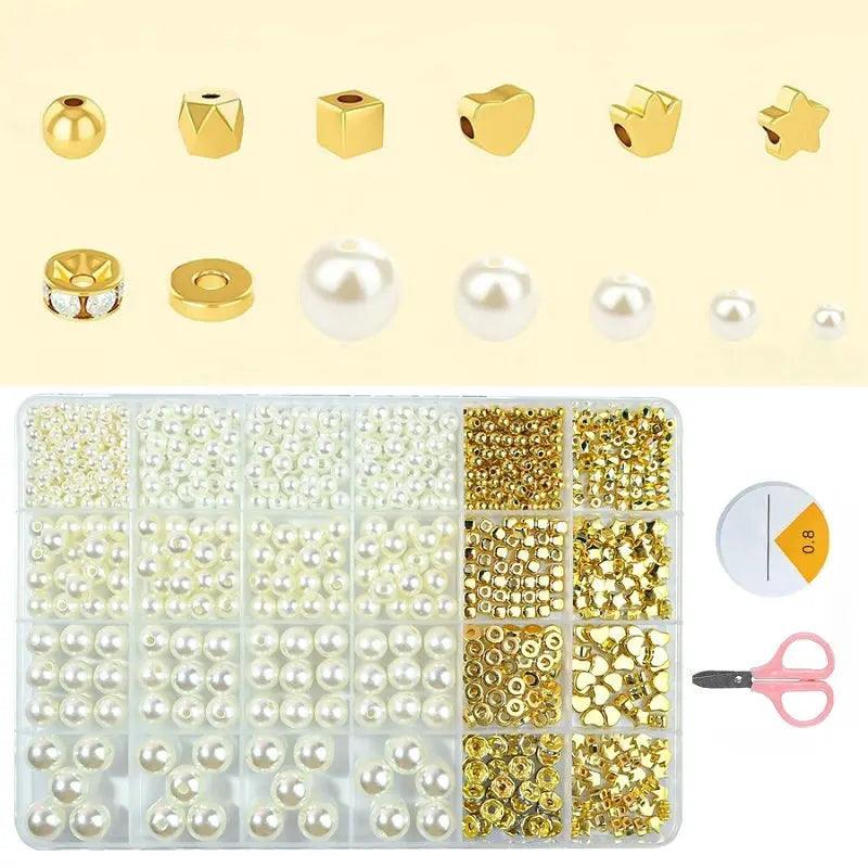Pearl Beads Bracelets Making Kit Assorted DIY Golden Spacer Beads Acrylic Alphabet CCB Beads Kit For Jewelry Making Supplies
