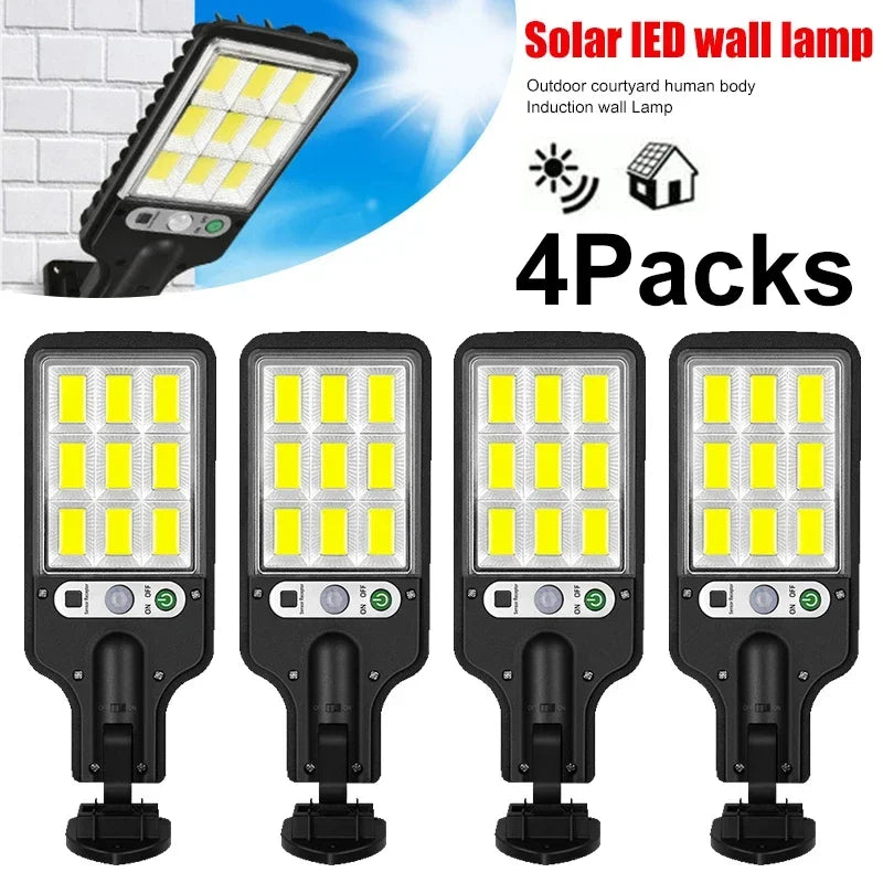 Powerful LED Solar Outdoor Led Courtyard Wall Lamp 3 Modes Human Body Induction Garden Terrace Garage Door Street Lighting Light