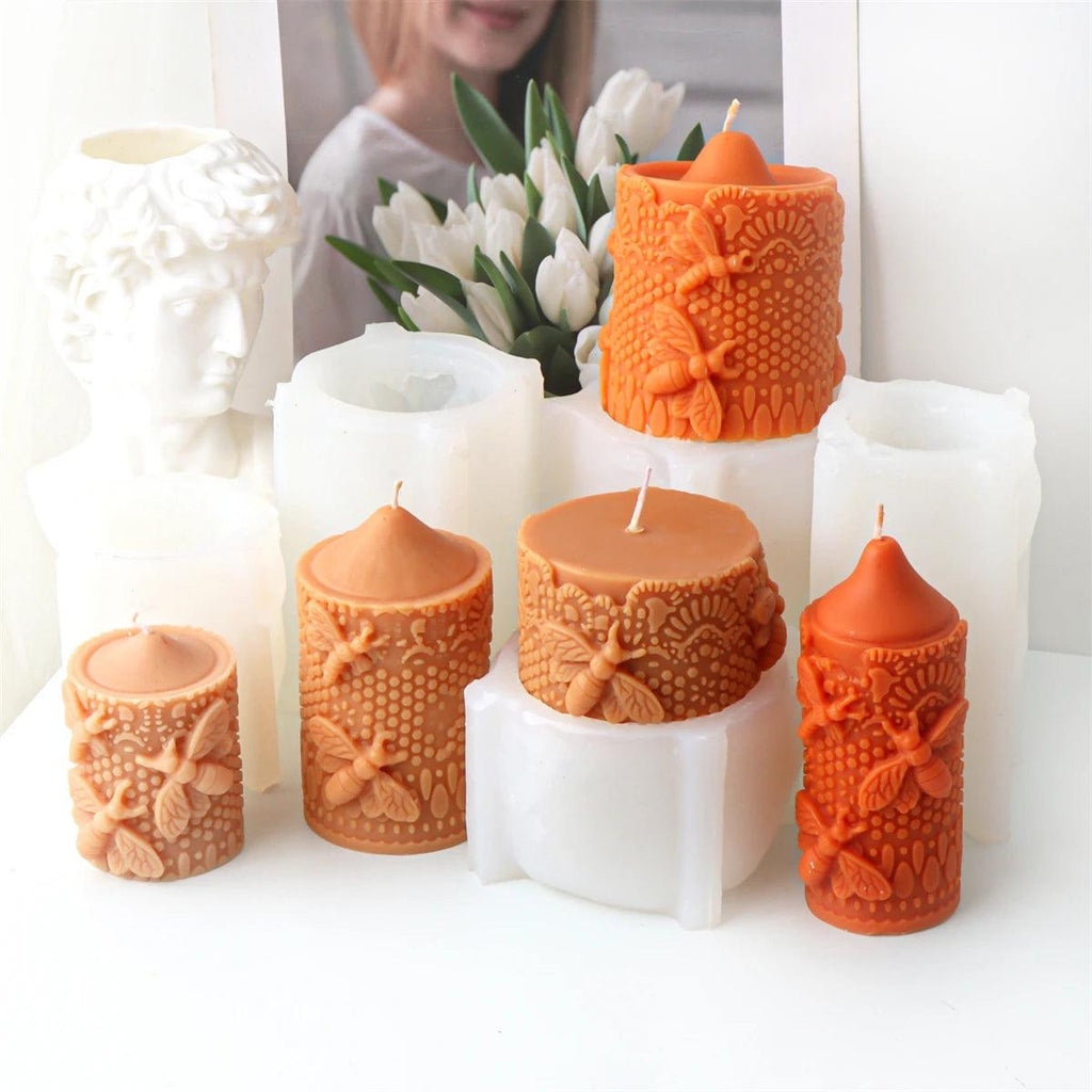 3D Bee Honeycomb Column Pillar Candle Molds Beehive Silicone Mould for Homemade Beeswax Aromatherapy Craft Soap Plaster Mold