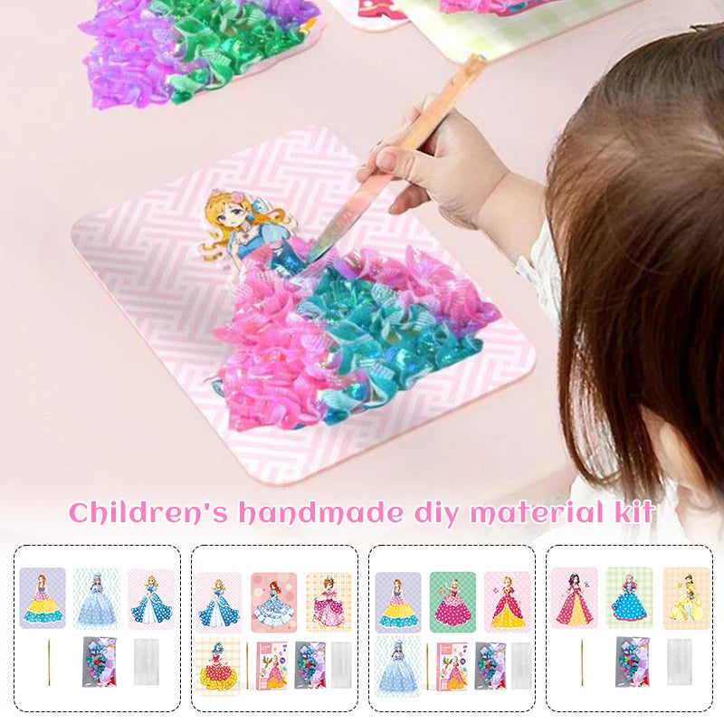 Princess Creative Puzzle Puncture Painting Poke Art DIY Toys Kid Poking and Painting Material Package Craft Kit As Children Gift