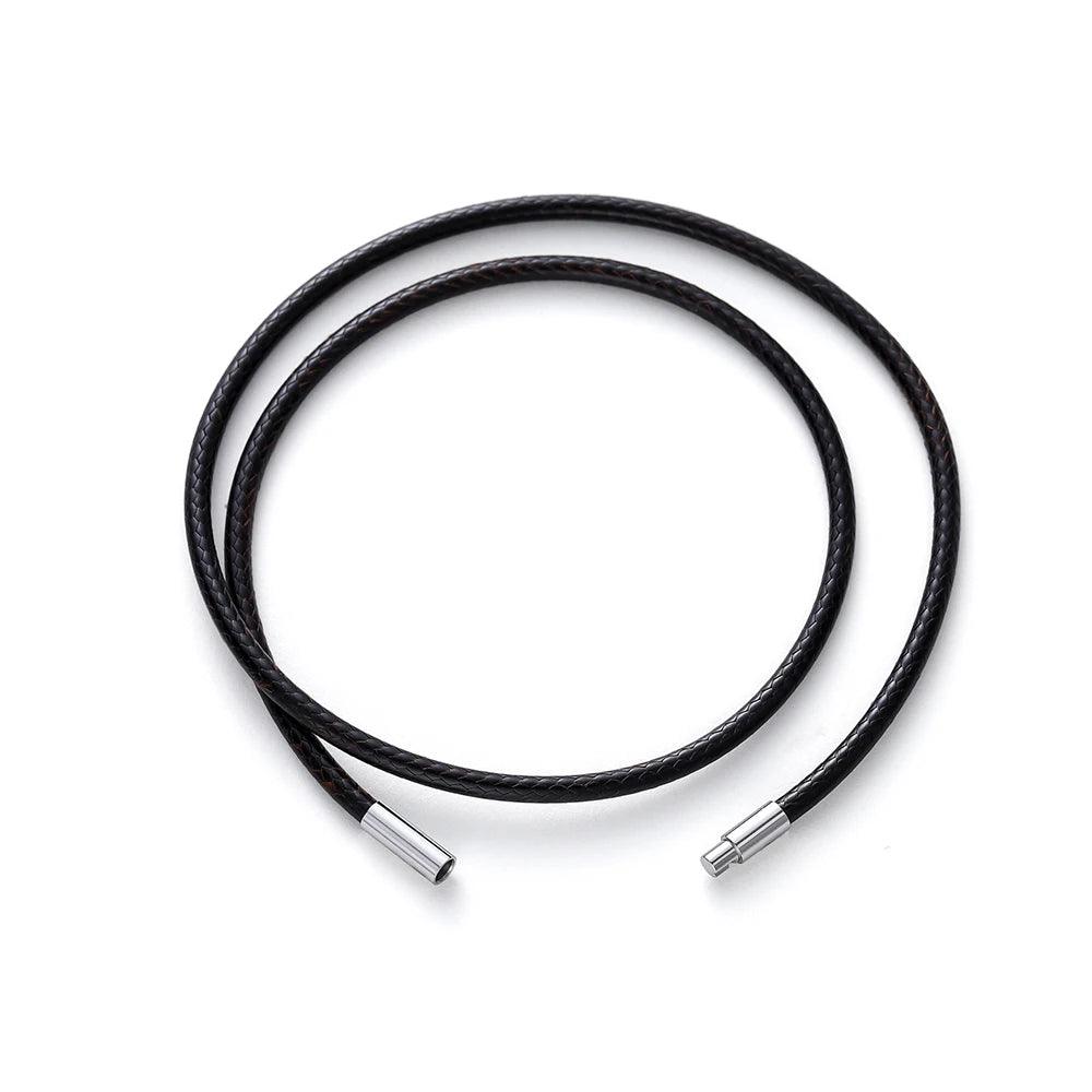 45/50/60cm Black Brown Braid Wax Cord DIY Pendant Necklace Jewelry Making Handmade Leather Rope Steel Clasp String Chain