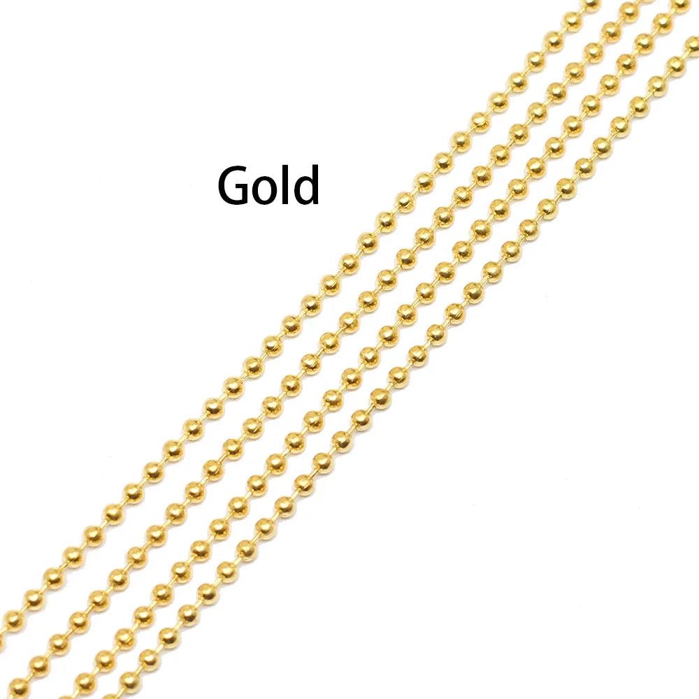 5m/lot 1.2 1.5 2.0 mm Metal Ball Bead Chains Findings Bulk Kettingen Necklace Chain For Jewelry Making Supplies DIY Accessories