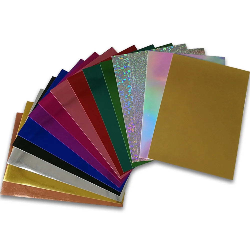 15 Sheets/Pack Multi-color Handcraft Paper 250GSM A4 FSC Mirror Plane Flash DIY Handmade Aluminium-foil Metallic Paper