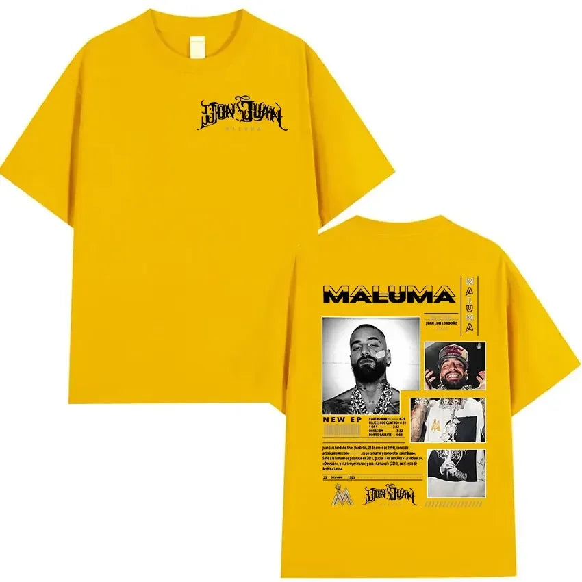 Rapper Maluma Graphic T Shirt for Men and Women Hip Hop Retro Style Short Sleeve Fashion Tee Streetwear