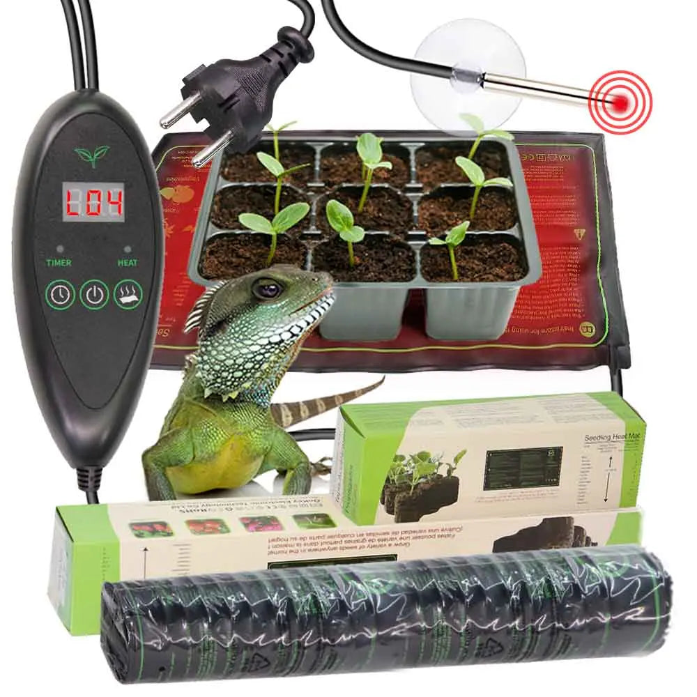 30/75/160W PVC Timing Reptile Heat Mat with Temperature Control Waterproof Heating Pad Greenhouse Indoor Garden Seedling Heaters