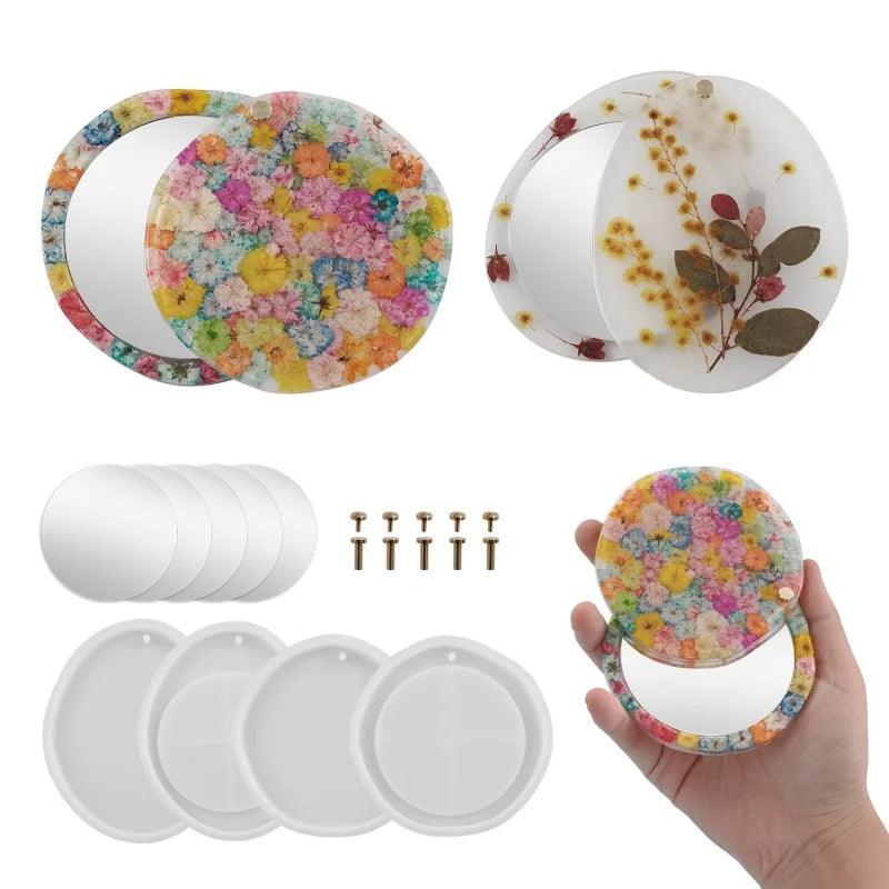 Makeup Mirror Silicone Mold DIY Elliptical Circular Rotating Jewelry Pendant Ornament Crystal Resin Epoxy Mold Jewelry Handmade