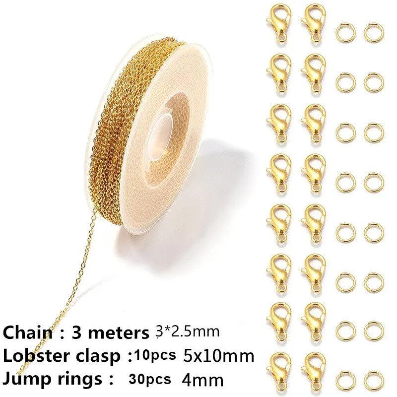 Chains Jewelry Making Supplies 3m Cable Link Chains for Making Jewelry Necklace Earring Bracelet Findings DIY Craft Kit