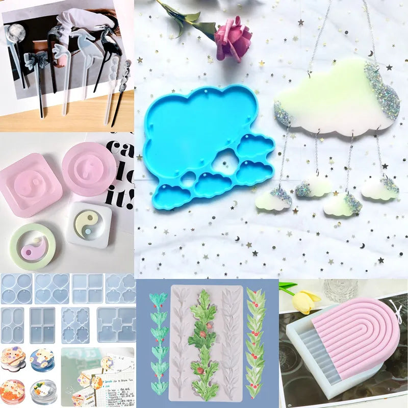 E5BB Cloud Ornament Silicone Mold DIY Room Living Room Epoxy Resin Mould Decoration