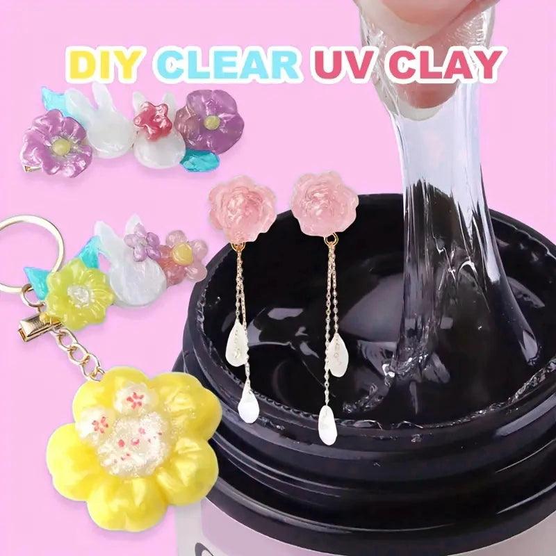Hand Made Resin UV Clay - 100g Clear for Creative 3D Sculpting Non-Sticky Hand Made Gel DIY at Home