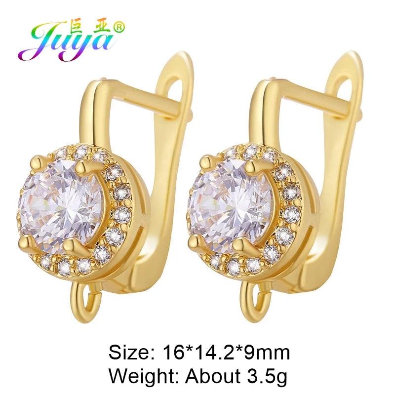 Juya DIY Women's Earring Making 18K Gold Silver Plated Basic Antiallergic Fixtures Ear Wire Fastener Hooks Accessories Supplies