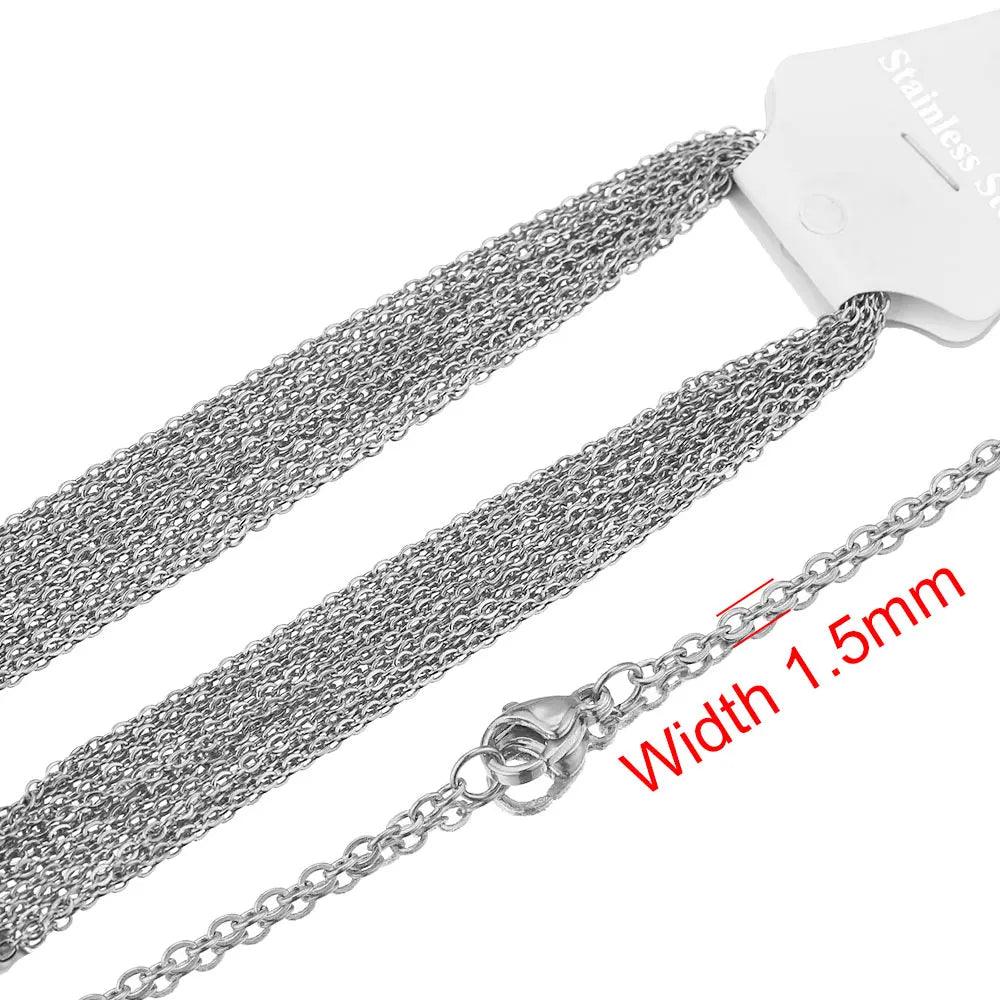 10pcs Stainless Steel Necklace Cuban Chains Hypoallergenic Rolo Link for DIY Jewelry Making