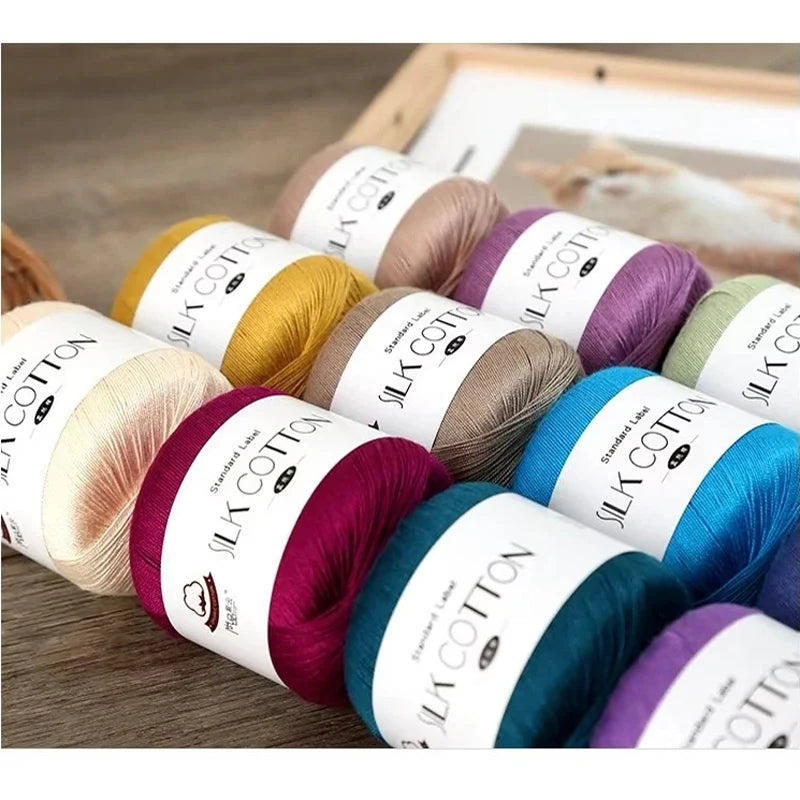 50g/Pc Silk Lace Cotton Milk Crochet Yarn Baby Hand-Knitted Warm Soft Knitting Thread for Hand Knitting Supplies Cross Stitch