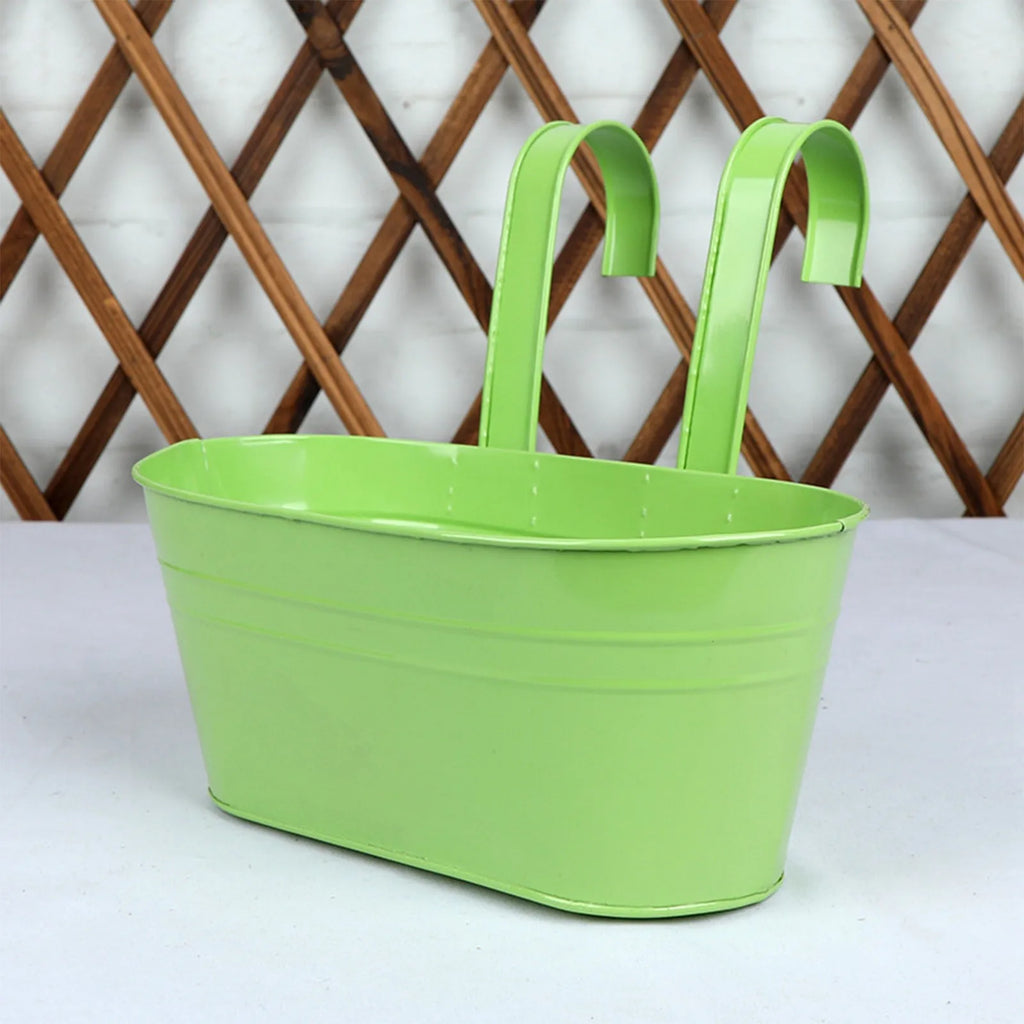Metal Iron Hanging Flower Pots Balcony Planter with Detachable Hook, Durable Herb Pots Perfect for Fence Home Decor