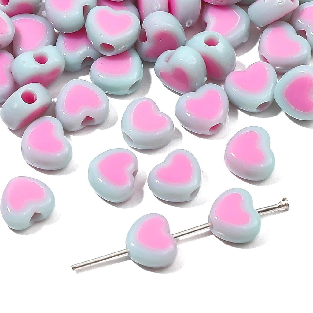 30pcs Love Heart Acrylic Bead Loose Spacer Beads For DIY Bracelet Necklace Jewelry Making Needlework Accessories