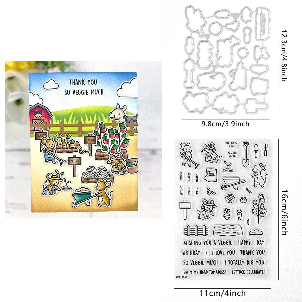 Stitched Root Veggies Metal Cutting Dies Butterfly Embossing Diecut for DIY Card Making Scrapbooking Crafting Supplies