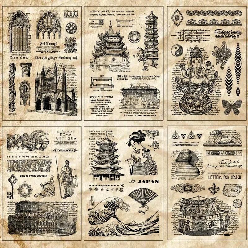 Classical Architectural Culture Silicone Clear Stamps Scrapbooking Supplies DIY Card Making Crafts Journal Vintage Rubber Stamp