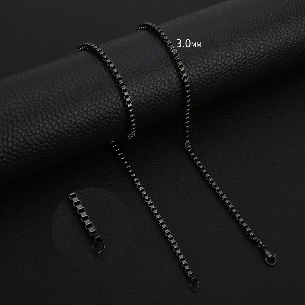 HIYEE 1.5 To 3 MM Thick Stainless Steel Box Chain Necklaces For Men And Women Jewelry Link Chokers With 18 To 24 Inches