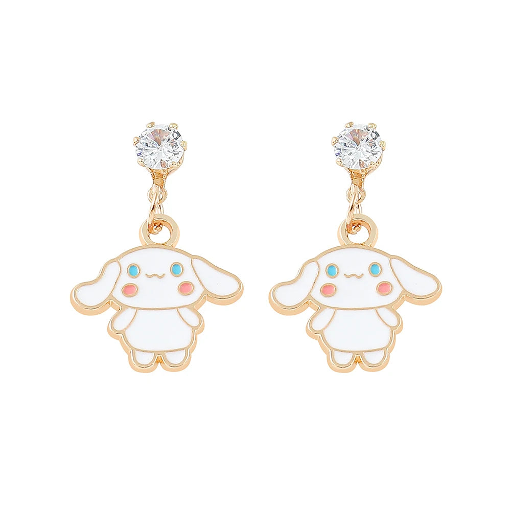 Sanrio Hello Kitty Earrings Stud Women Cute Kuromi Dangle Earrings Girl Cinnamoroll Melody Accessory Kids Xmas Gift