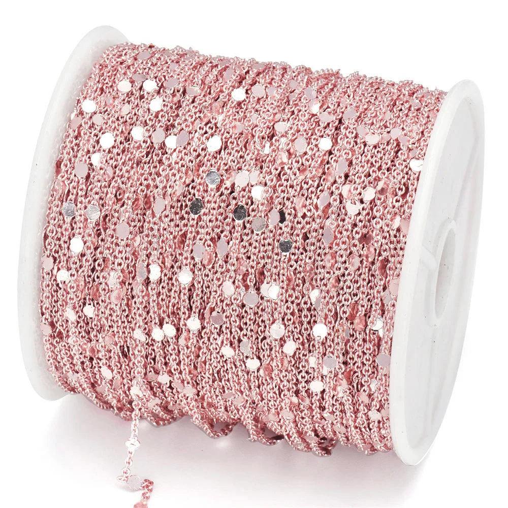 5m/roll 1.5mm Sequins Chain Copper Cable Chains Gold Silver Necklace Bracelet Diy Chain Jewelry Making Components
