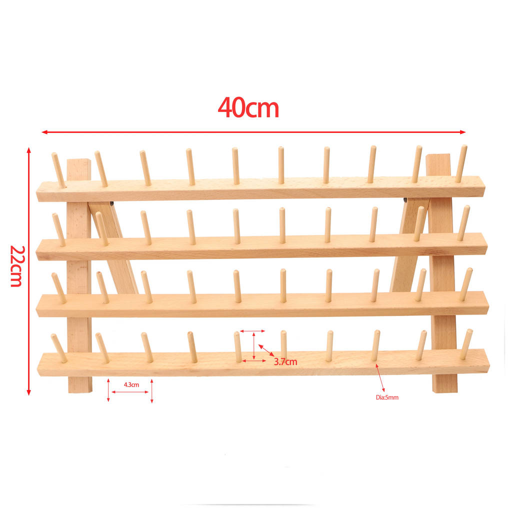 40 Small Spools Nature Wooden Thread Holder Sewing  Embroidery Thread Rack and Organizer  Storage Shelf Hair Braiding Hanging