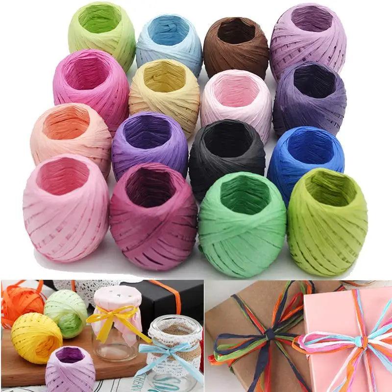 20m/Roll Paper Ribbon Wear-Resistant Raffia Ribbon Multi-Purpose Paper Rope Ribbon DIY Gift Wrapping Packing Ribbon 17 Colors